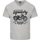 Legendary Motorcycles Biker Cafe Racer Mens V-Neck Cotton T-Shirt Sports Grey