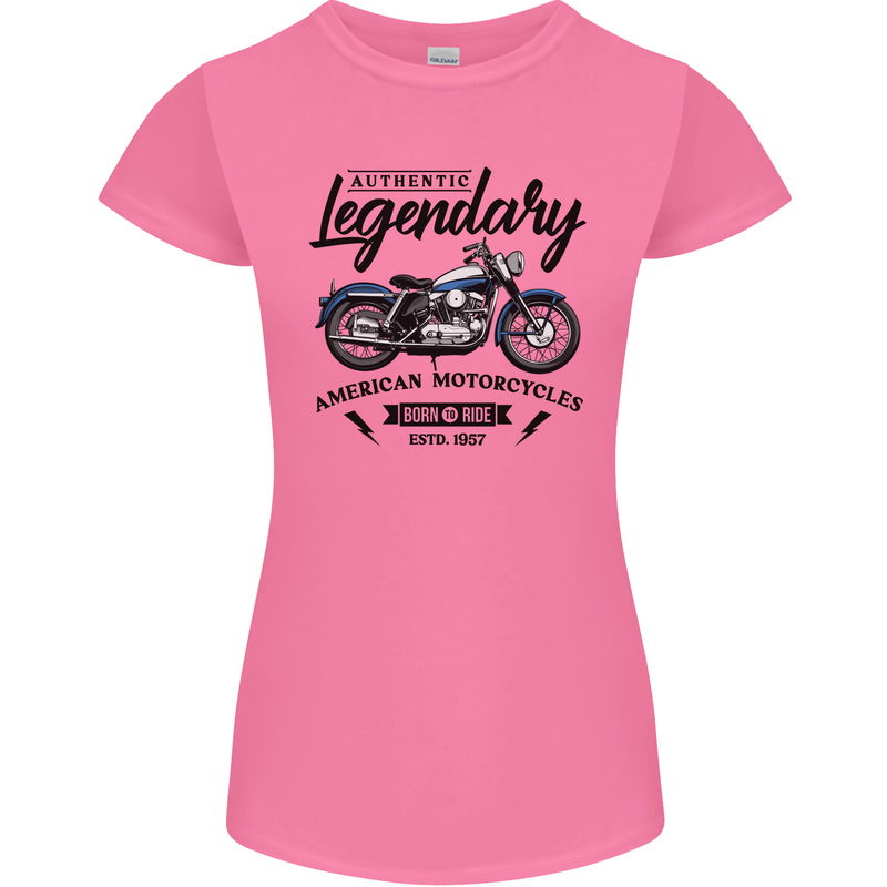 Legendary Motorcycles Biker Cafe Racer Womens Petite Cut T-Shirt Azalea