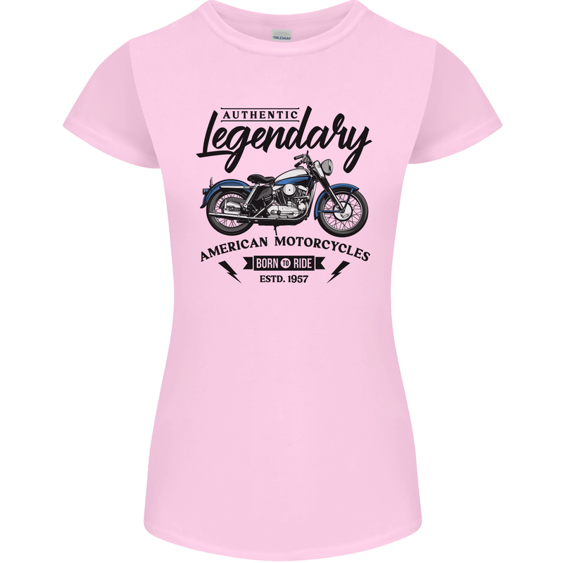 Legendary Motorcycles Biker Cafe Racer Womens Petite Cut T-Shirt Light Pink
