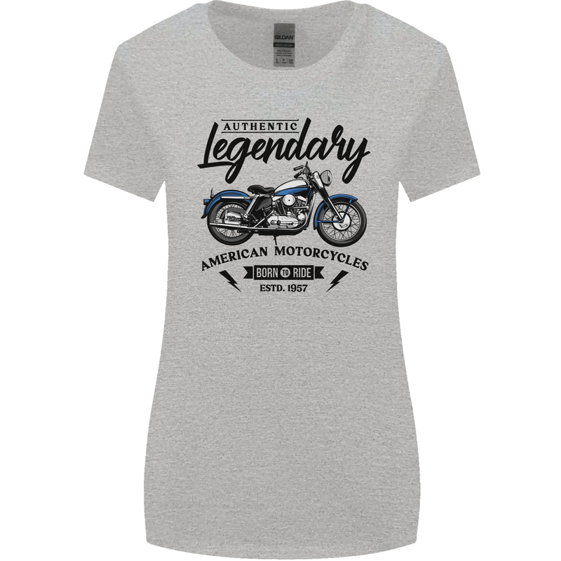 Legendary Motorcycles Biker Cafe Racer Womens Wider Cut T-Shirt Sports Grey