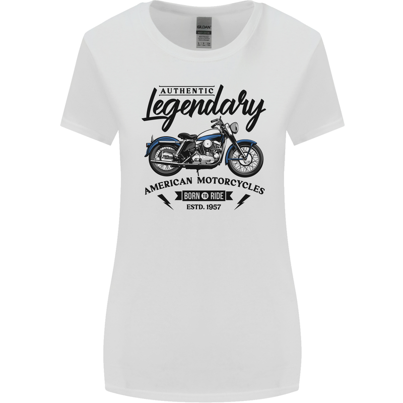 Legendary Motorcycles Biker Cafe Racer Womens Wider Cut T-Shirt White