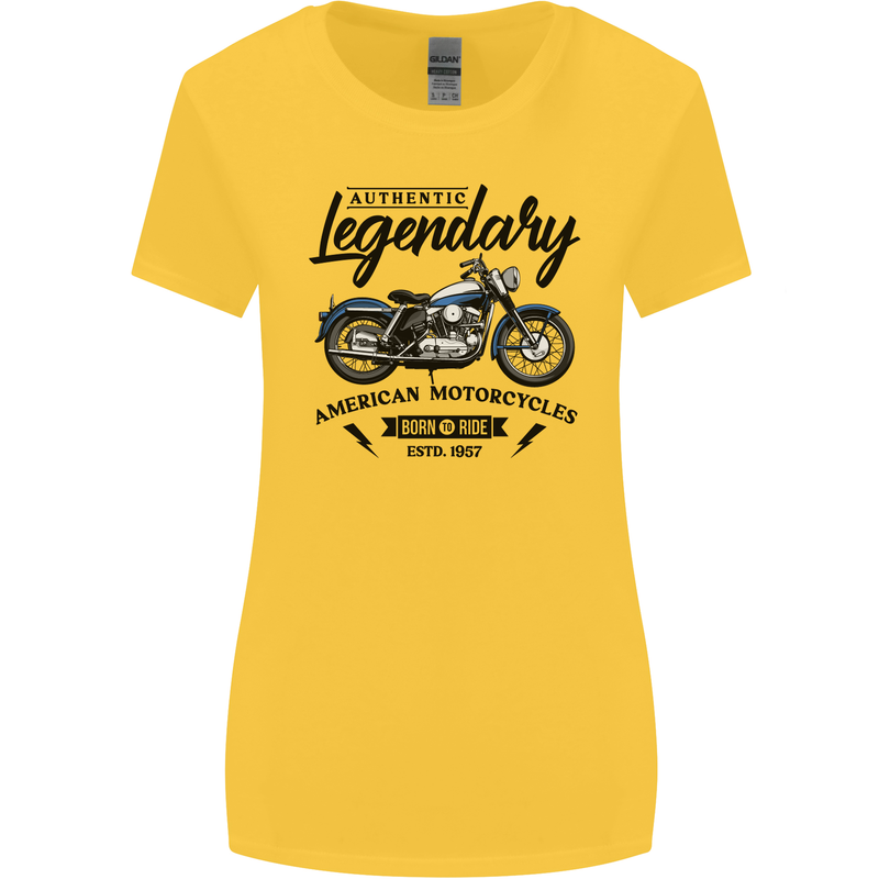 Legendary Motorcycles Biker Cafe Racer Womens Wider Cut T-Shirt Yellow