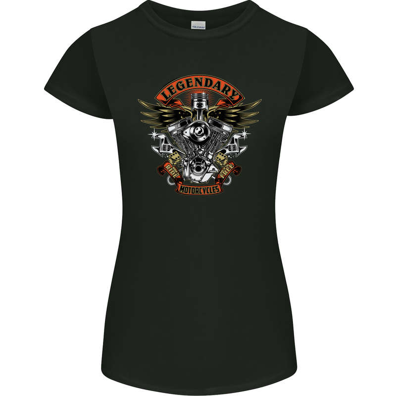 Legendary Motorcycles Motorbike Biker Womens Petite Cut T-Shirt Black