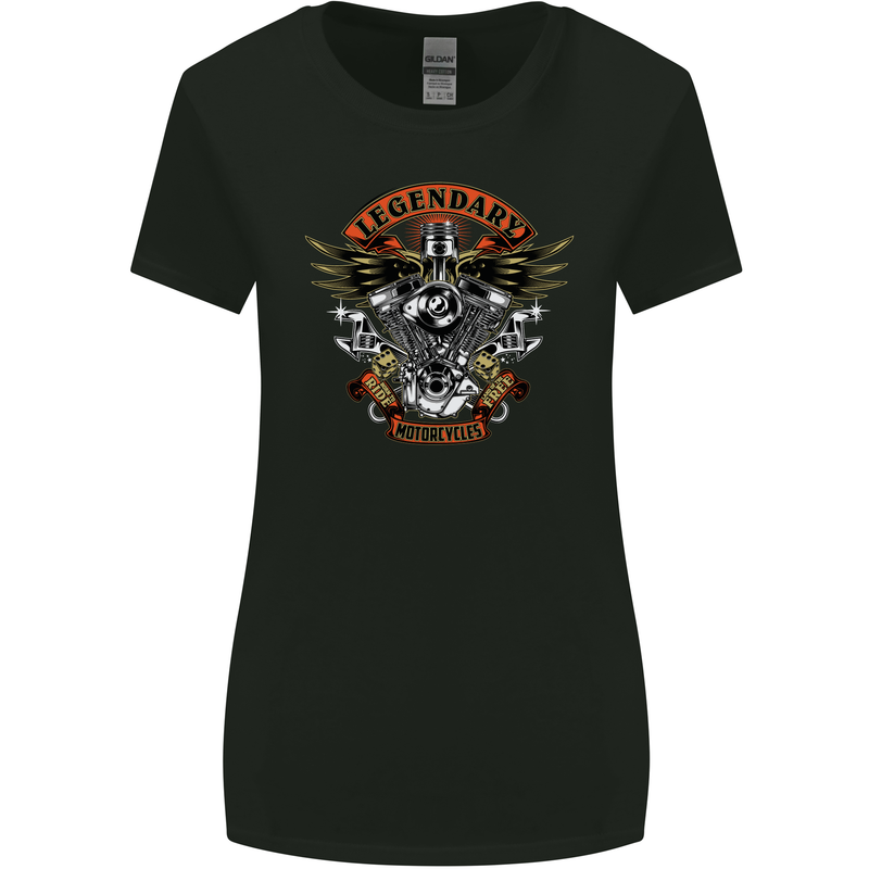 Legendary Motorcycles Motorbike Biker Womens Wider Cut T-Shirt Black