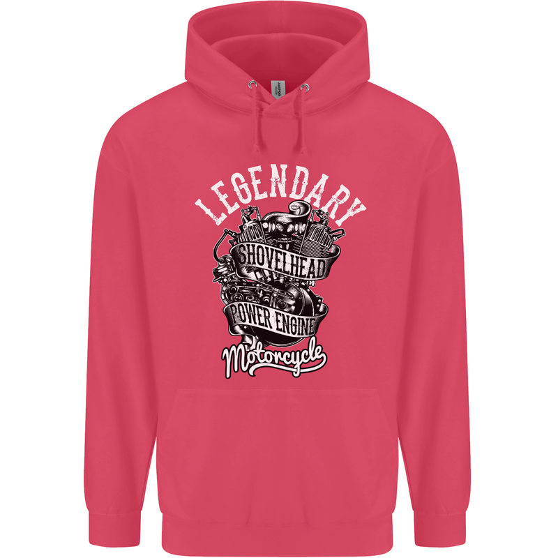 Legendary Shovelhead Motorcycle Biker Childrens Kids Hoodie Heliconia
