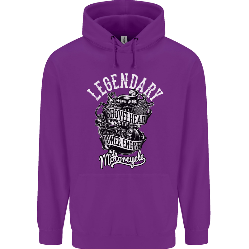 Legendary Shovelhead Motorcycle Biker Childrens Kids Hoodie Purple
