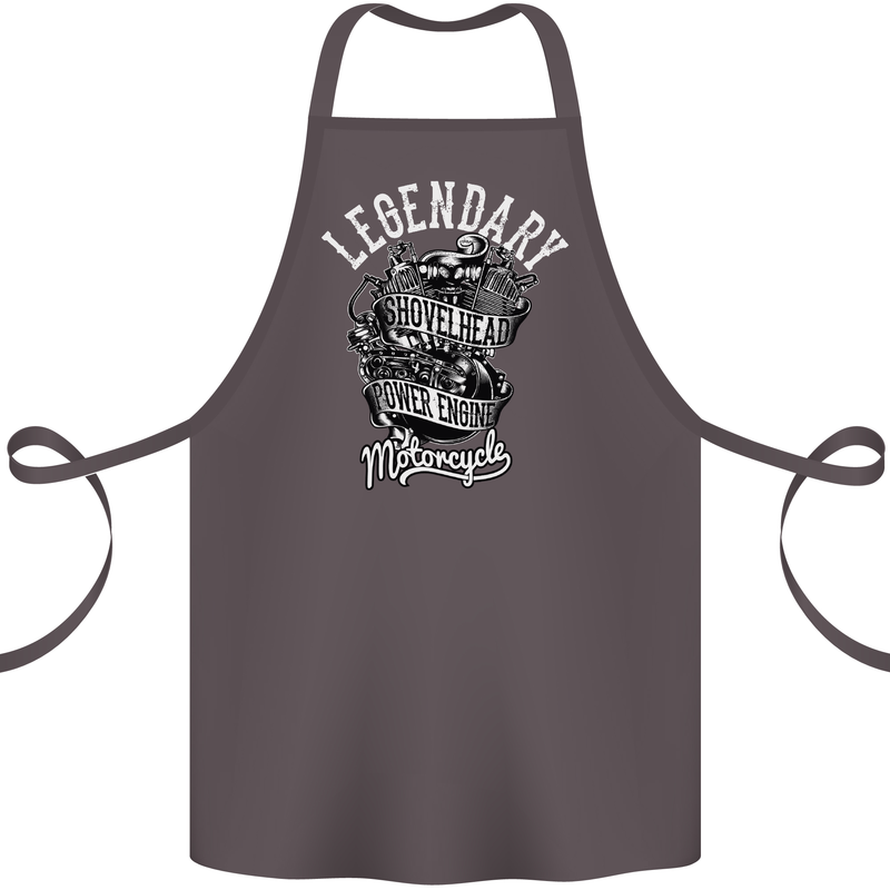 Legendary Shovelhead Motorcycle Biker Cotton Apron 100% Organic Dark Grey