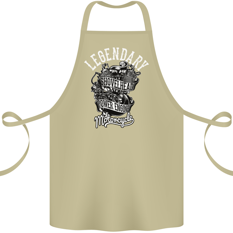 Legendary Shovelhead Motorcycle Biker Cotton Apron 100% Organic Khaki