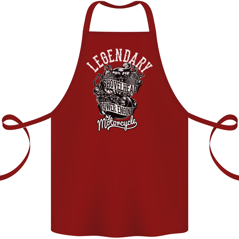 Legendary Shovelhead Motorcycle Biker Cotton Apron 100% Organic Maroon