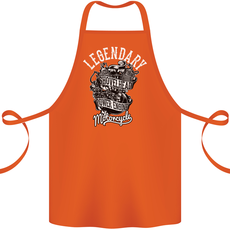 Legendary Shovelhead Motorcycle Biker Cotton Apron 100% Organic Orange