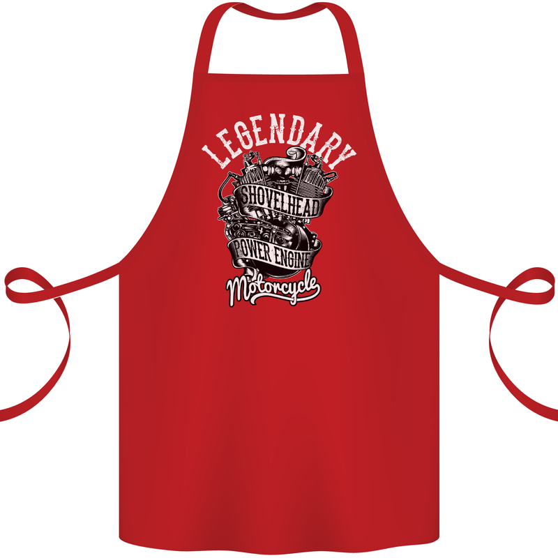 Legendary Shovelhead Motorcycle Biker Cotton Apron 100% Organic Red