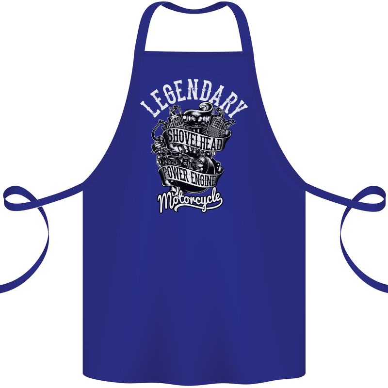 Legendary Shovelhead Motorcycle Biker Cotton Apron 100% Organic Royal Blue