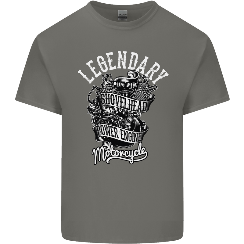 Legendary Shovelhead Motorcycle Biker Kids T-Shirt Childrens Charcoal