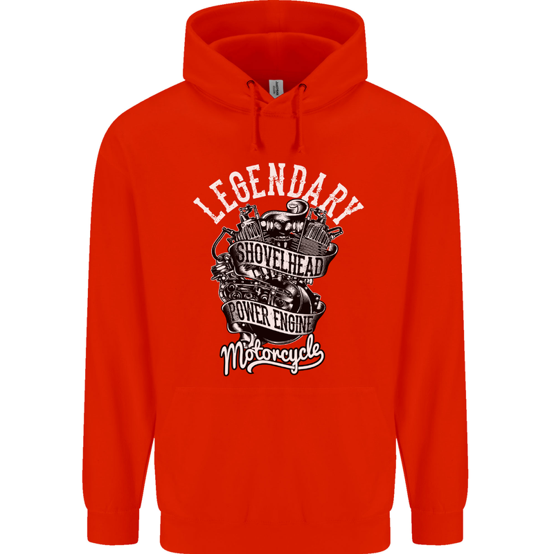 Legendary Shovelhead Motorcycle Biker Mens 80% Cotton Hoodie Bright Red