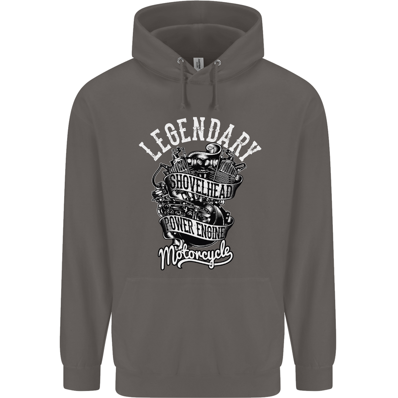 Legendary Shovelhead Motorcycle Biker Mens 80% Cotton Hoodie Charcoal