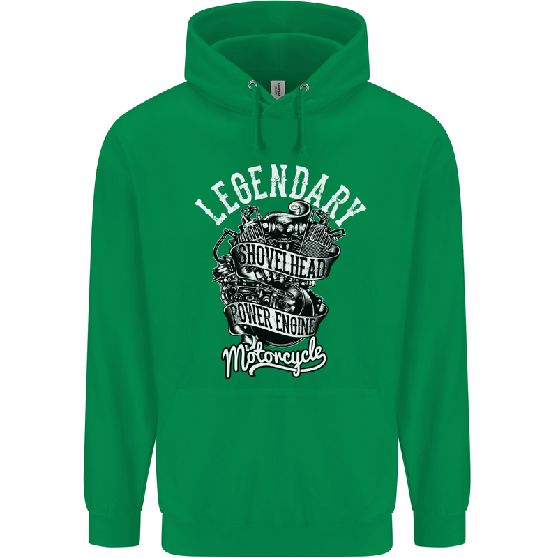 Legendary Shovelhead Motorcycle Biker Mens 80% Cotton Hoodie Irish Green