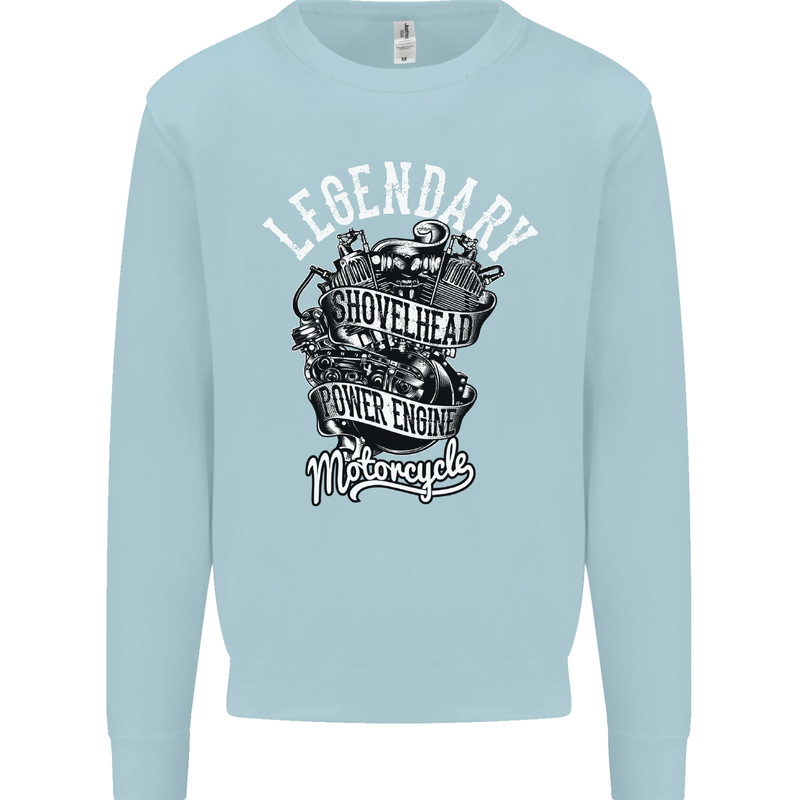 Legendary Shovelhead Motorcycle Biker Mens Sweatshirt Jumper Light Blue
