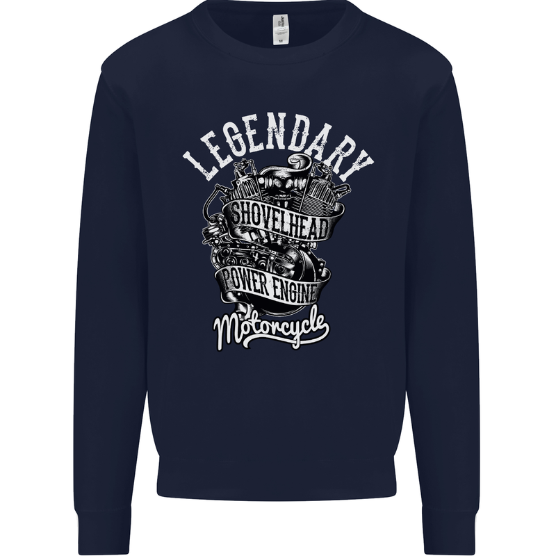 Legendary Shovelhead Motorcycle Biker Mens Sweatshirt Jumper Navy Blue