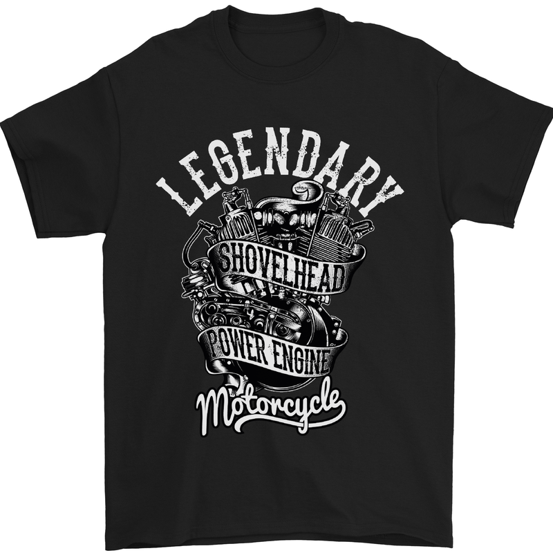 Legendary Shovelhead Motorcycle Biker Mens T-Shirt Cotton Gildan Black