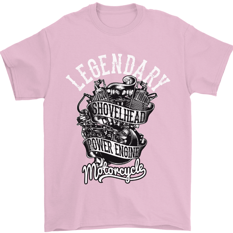 Legendary Shovelhead Motorcycle Biker Mens T-Shirt Cotton Gildan Light Pink