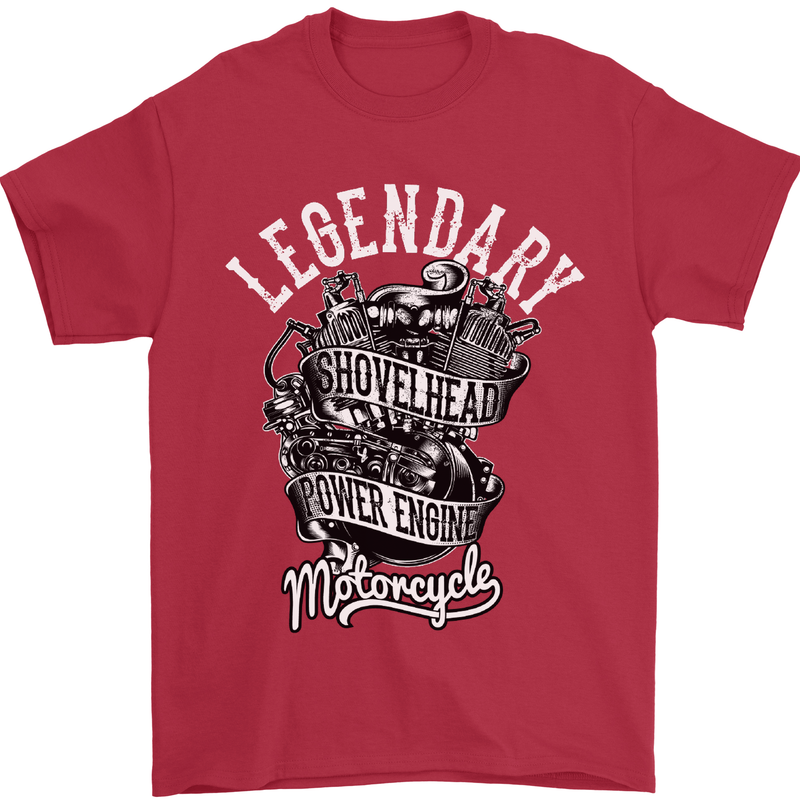 Legendary Shovelhead Motorcycle Biker Mens T-Shirt Cotton Gildan Red