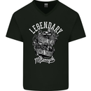 Legendary Shovelhead Motorcycle Biker Mens V-Neck Cotton T-Shirt Black