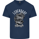 Legendary Shovelhead Motorcycle Biker Mens V-Neck Cotton T-Shirt Navy Blue