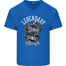 Legendary Shovelhead Motorcycle Biker Mens V-Neck Cotton T-Shirt Royal Blue