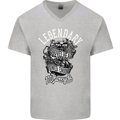 Legendary Shovelhead Motorcycle Biker Mens V-Neck Cotton T-Shirt Sports Grey