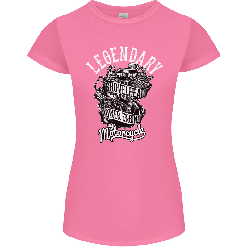Legendary Shovelhead Motorcycle Biker Womens Petite Cut T-Shirt Azalea