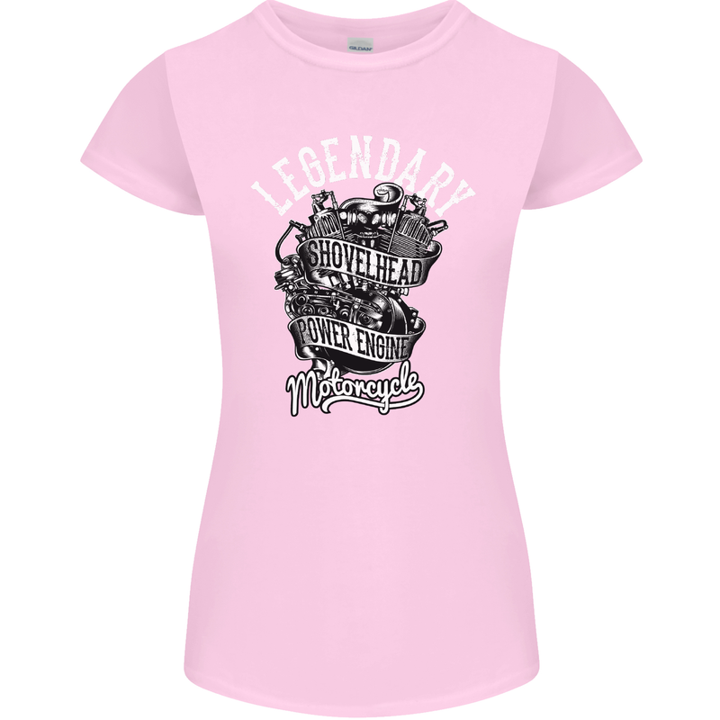 Legendary Shovelhead Motorcycle Biker Womens Petite Cut T-Shirt Light Pink
