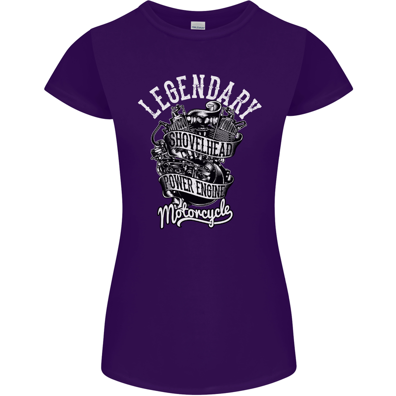 Legendary Shovelhead Motorcycle Biker Womens Petite Cut T-Shirt Purple