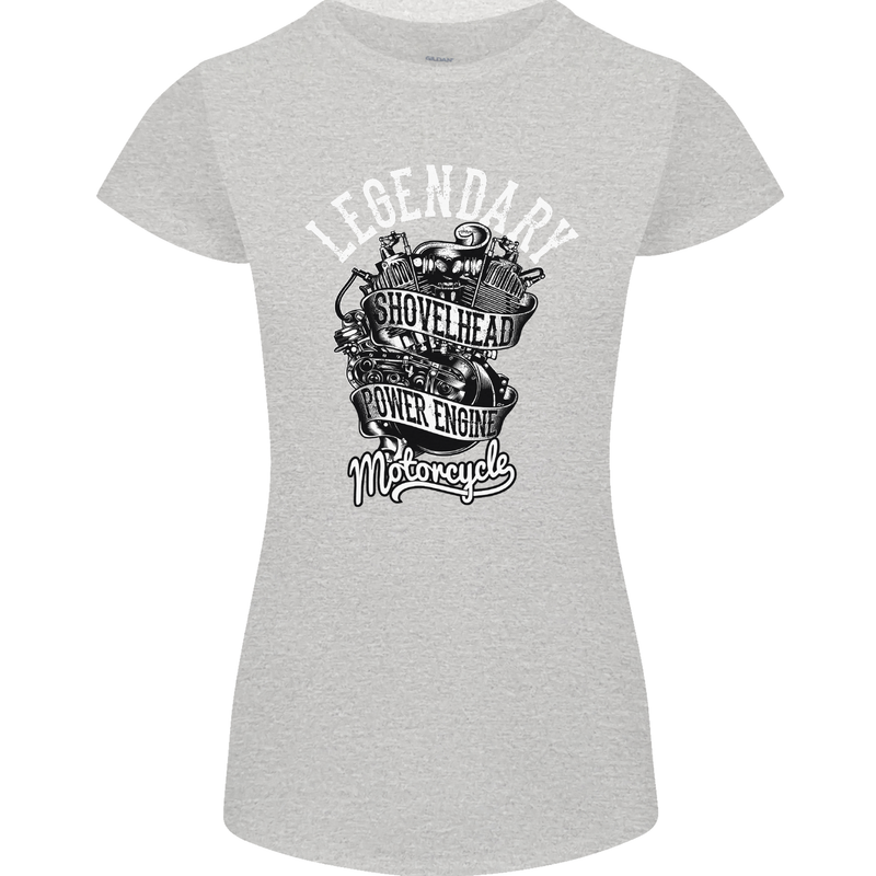 Legendary Shovelhead Motorcycle Biker Womens Petite Cut T-Shirt Sports Grey