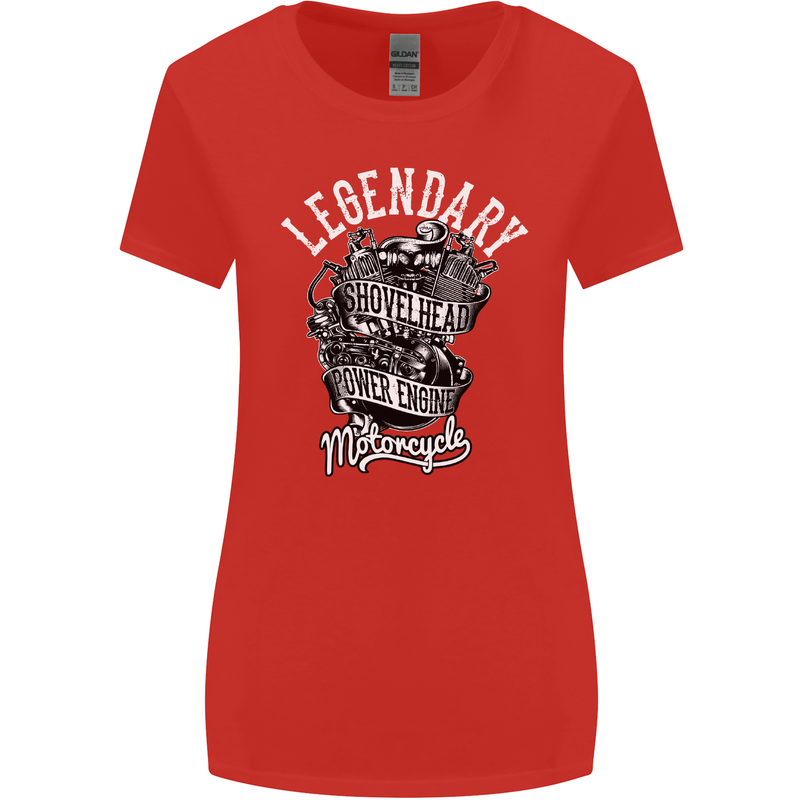 Legendary Shovelhead Motorcycle Biker Womens Wider Cut T-Shirt Red