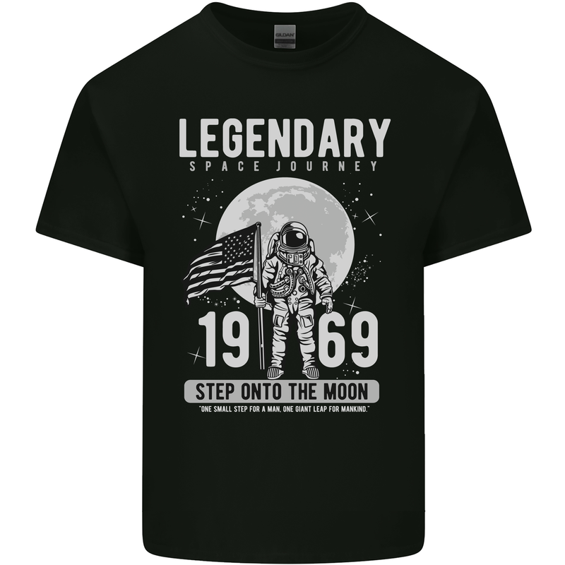 Legendary Space USA Moon Landing Astronaut Mens Cotton T-Shirt Tee Top Black