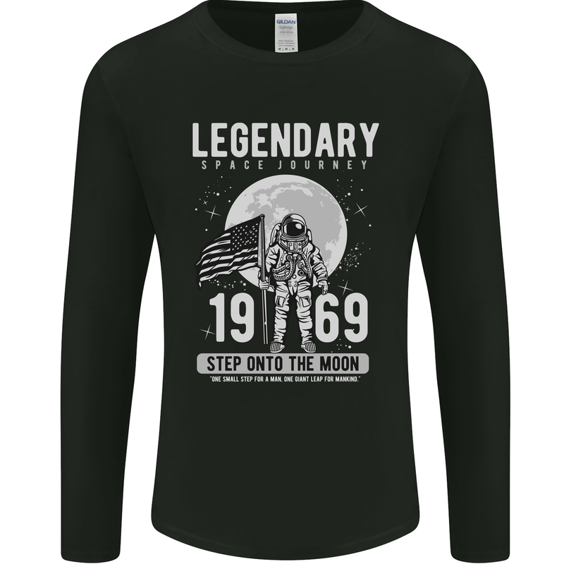 Legendary Space USA Moon Landing Astronaut Mens Long Sleeve T-Shirt Black