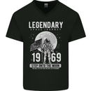 Legendary Space USA Moon Landing Astronaut Mens V-Neck Cotton T-Shirt Black