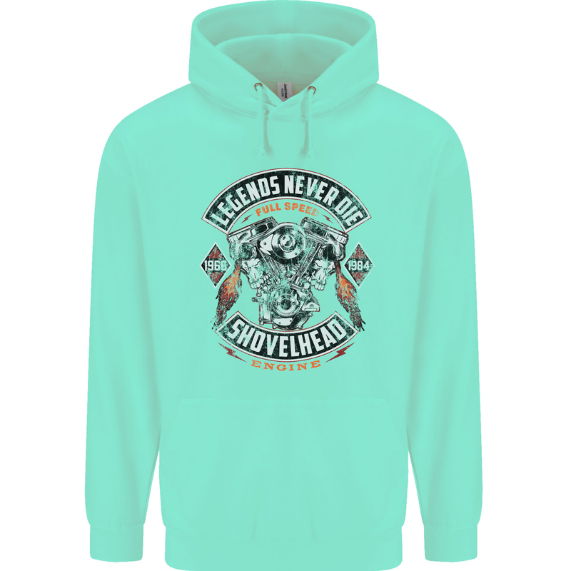 Legends Never Die Biker Motorbike Childrens Kids Hoodie Peppermint