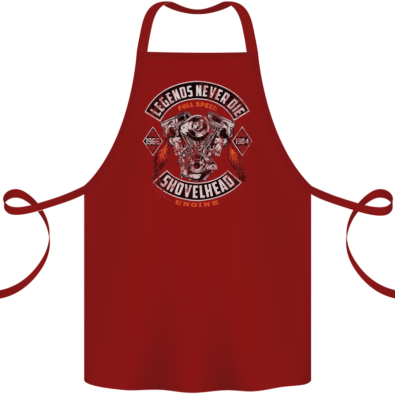 Legends Never Die Biker Motorbike Cotton Apron 100% Organic Maroon