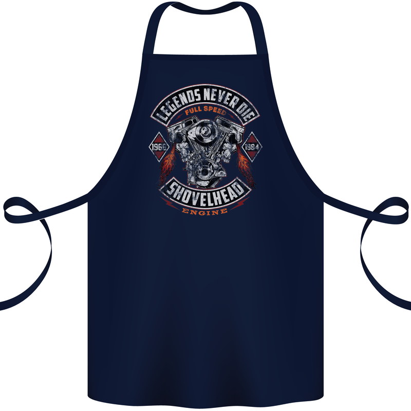 Legends Never Die Biker Motorbike Cotton Apron 100% Organic Navy Blue