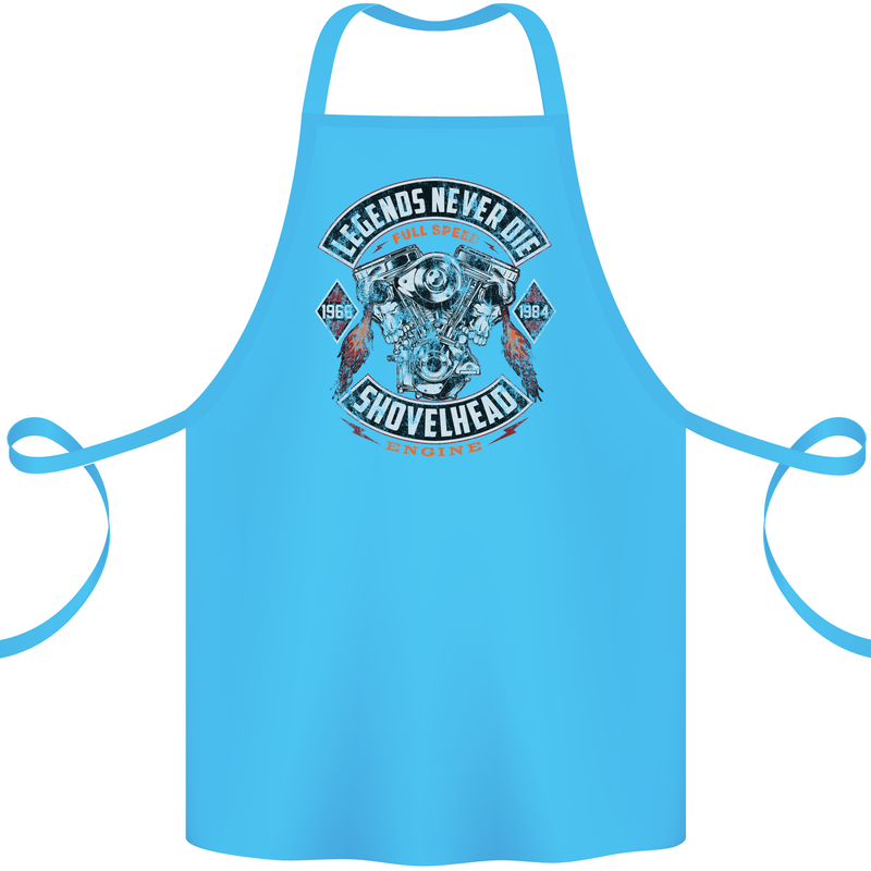 Legends Never Die Biker Motorbike Cotton Apron 100% Organic Turquoise