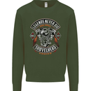 Legends Never Die Biker Motorbike Kids Sweatshirt Jumper Forest Green