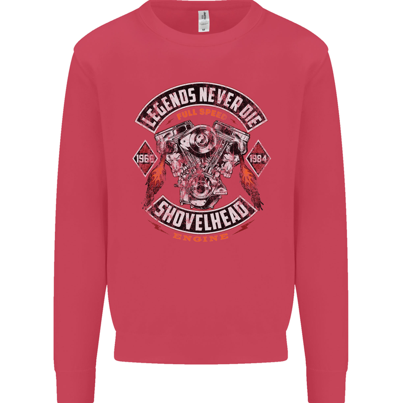 Legends Never Die Biker Motorbike Kids Sweatshirt Jumper Heliconia