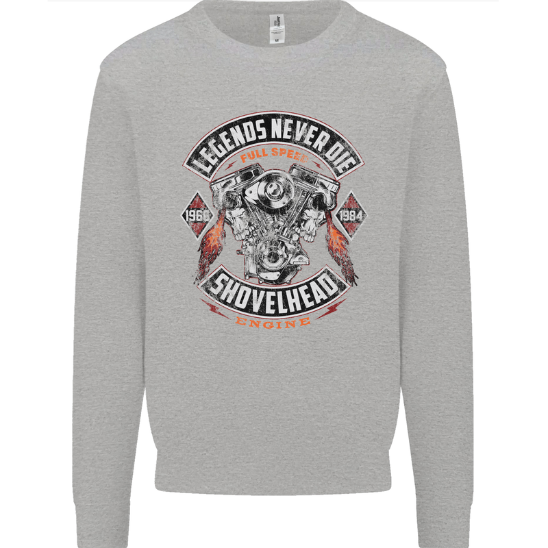 Legends Never Die Biker Motorbike Kids Sweatshirt Jumper Sports Grey