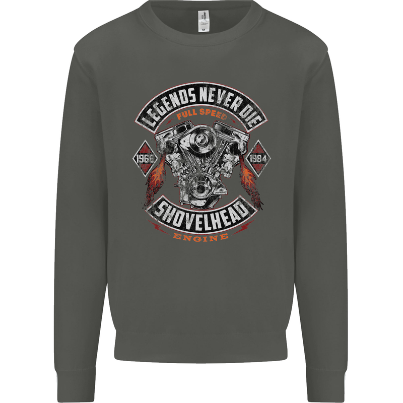 Legends Never Die Biker Motorbike Kids Sweatshirt Jumper Storm Grey