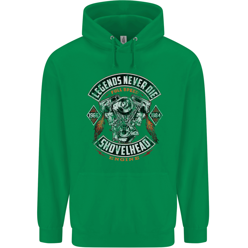 Legends Never Die Biker Motorbike Mens 80% Cotton Hoodie Irish Green