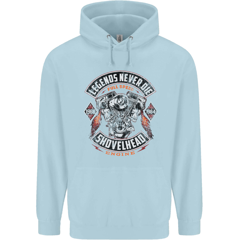 Legends Never Die Biker Motorbike Mens 80% Cotton Hoodie Light Blue