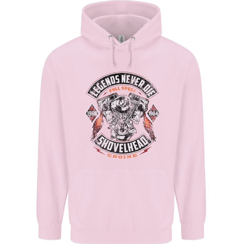 Legends Never Die Biker Motorbike Mens 80% Cotton Hoodie Light Pink