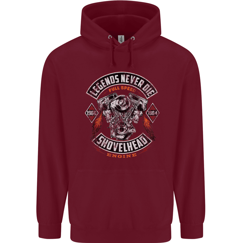 Legends Never Die Biker Motorbike Mens 80% Cotton Hoodie Maroon