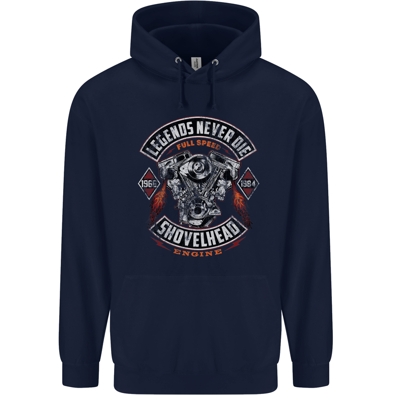 Legends Never Die Biker Motorbike Mens 80% Cotton Hoodie Navy Blue